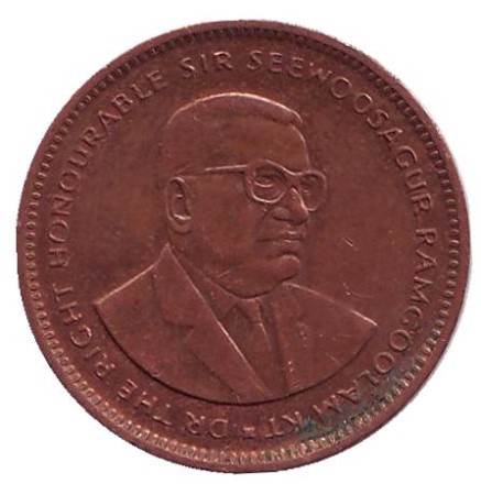 Монета 5 центов, 2005 год, Маврикий.