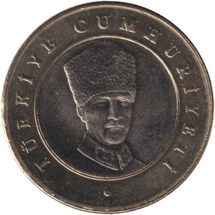 Монета 5 лир. 2024 год, Турция. Монета 5 лир. 2024 год, Турция.