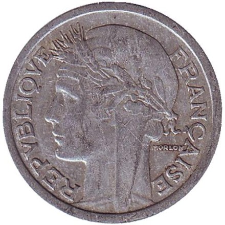 Монета 1 франк. 1944 год, Франция.