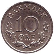 Монета 10 эре. 1962 год, Дания. Монета 10 эре. 1962 год, Дания.