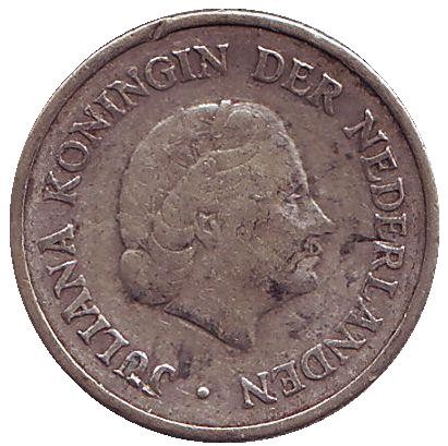 Монета 1/4 гульдена. 1954 год, Нидерландские Антильские острова. Монета 1/4 гульдена. 1954 год, Нидерландские Антильские острова.