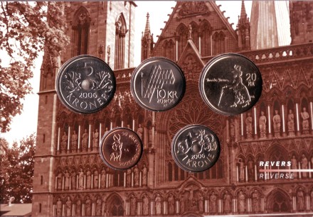 Набор монет Норвегии в буклете (5 шт). 2006 год, Норвегия. Набор монет Норвегии в буклете (5 шт). 2006 год, Норвегия.