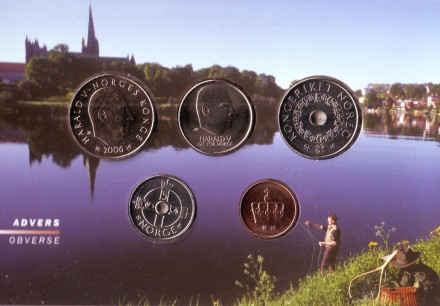 Набор монет Норвегии в буклете (5 шт). 2006 год, Норвегия. Набор монет Норвегии в буклете (5 шт). 2006 год, Норвегия.