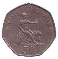 Монета 50 пенсов. 1970 год, Великобритания.