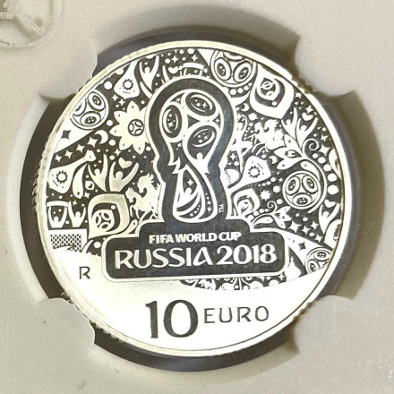 Монета 10 евро. 2018 год, Италия. Чемпионат мира по футболу в России 2018. Монета 10 евро. 2018 год, Италия. Чемпионат мира по футболу в России 2018.