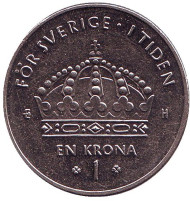 Монета 1 крона. 2005 год, Швеция. Монета 1 крона. 2005 год, Швеция.