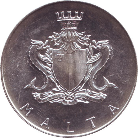 Монета 1 лира. 1973 год, Мальта. Темистоклес Заммит. Монета 1 лира. 1973 год, Мальта. Темистоклес Заммит.