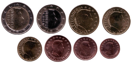Набор монет евро (8 штук). 2018 год, Люксембург. 