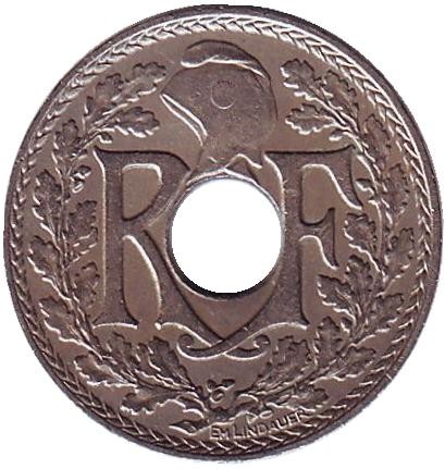 Монета 5 сантимов. 1918 год, Франция. Монета 5 сантимов. 1918 год, Франция.