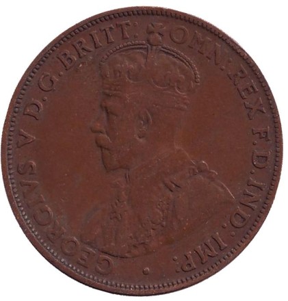 Монета 1 пенни. 1920 год, Австралия. Без точек.