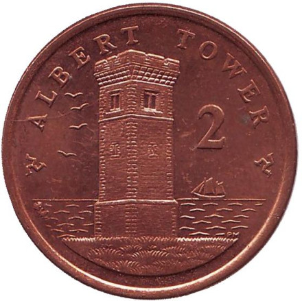 Монета 2 пенса. 2007 год (BA), Остров Мэн. Башня Альберта.