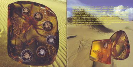 Банковский набор монет Литвы (6 шт.) в буклете. 2000 год, Литва. 