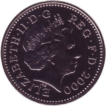 Монета 10 пенсов. 2000 год, Великобритания. BU.