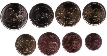 Набор монет евро (8 шт). 2016 год, Испания. Набор монет евро (8 шт). 2016 год, Испания.