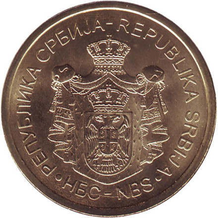 Монета 2 динара, 2020 год, Сербия. UNC. Монастырь Грачаница.