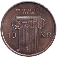 Монета 10 крон. 2011 год, Норвегия. 200 лет со дня основания первого университета Норвегии. Монета 10 крон. 2011 год, Норвегия. 200 лет со дня основания первого университета Норвегии.
