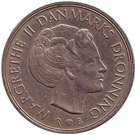 Монета 1 крона. 1984 год, Дания. Монета 1 крона. 1984 год, Дания.