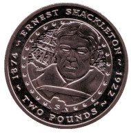 Монета 2 фунта. 2007 год, Южная Георгия и Южные Сандвичевы острова. Эрнест Шеклтон.