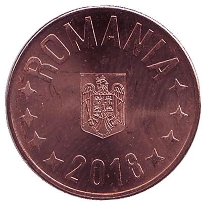 Монета 5 бани. 2018 год, Румыния.