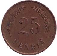 Монета 25 пенни. 1942 год, Финляндия. Монета 25 пенни. 1942 год, Финляндия.