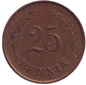 Монета 25 пенни. 1942 год, Финляндия.