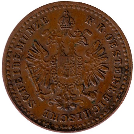 Монета 5/10 крейцера. 1861 год (В), Австро-Венгерская империя. Австрийский тип. Монета 5/10 крейцера. 1861 год (В), Австро-Венгерская империя. Австрийский тип.