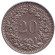 Монета 20 раппенов. 1957 год, Швейцария. Монета 20 раппенов. 1957 год, Швейцария.