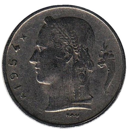 Монета 1 франк. 1954 год, Бельгия. (Belgique) Монета 1 франк. 1954 год, Бельгия. (Belgique)