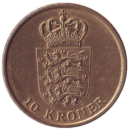 Монета 10 крон. 2011 год, Дания.