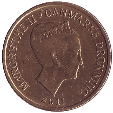 Монета 10 крон. 2011 год, Дания. Монета 10 крон. 2011 год, Дания.