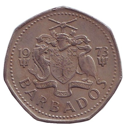 Монета 1 доллар. 1973 год, Барбадос. Летучая рыба. Монета 1 доллар. 1973 год, Барбадос. Летучая рыба.