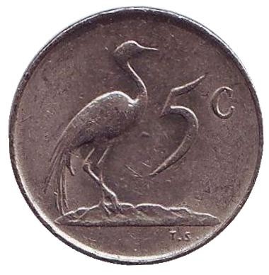 Монета 5 центов. 1976 год, ЮАР. Окончание президентства Якобуса Йоханнеса Фуше. Африканская красавка. Монета 5 центов. 1976 год, ЮАР. Окончание президентства Якобуса Йоханнеса Фуше. Африканская красавка.