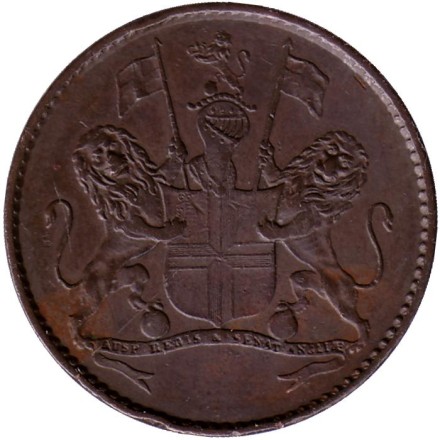 Монета 1/2 пенни. 1821 год, Остров Святой Елены. (Британская Ост-Индская компания).