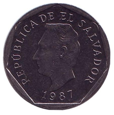 Монета 10 сентаво. 1987 год, Сальвадор. Франсиско Морасан. Монета 10 сентаво. 1987 год, Сальвадор. Франсиско Морасан.
