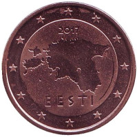 Монета 5 центов. 2017 год, Эстония.