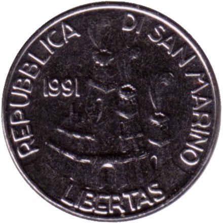 Монета 50 лир. 1991 год, Сан-Марино. Непринятие предложения Наполеона.
