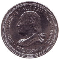 200 лет независимости Америки. Монета 1 крона. 1976 год, Остров Мэн.