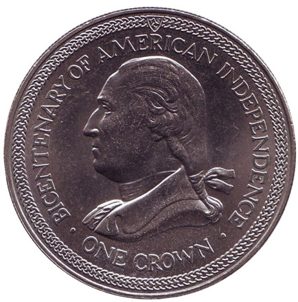 Монета 1 крона. 1976 год, Остров Мэн. 200 лет независимости Америки.