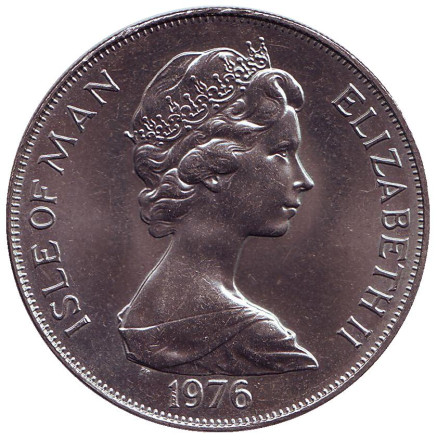 Монета 1 крона. 1976 год, Остров Мэн. 200 лет независимости Америки. Монета 1 крона. 1976 год, Остров Мэн. 200 лет независимости Америки.