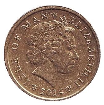 Монета 1 фунт. 2014 год, Остров Мэн. (Отметка "AB") Тинвальд. Монета 1 фунт. 2014 год, Остров Мэн. (Отметка "AB") Тинвальд.