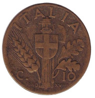 Монета 10 чентезимо. 1940 год, Италия. Монета 10 чентезимо. 1940 год, Италия.