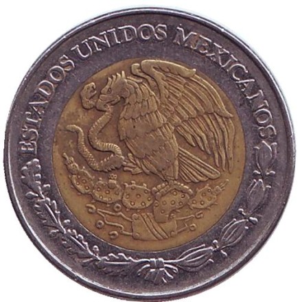 Монета 2 песо. 1994 год, Мексика. Монета 2 песо. 1994 год, Мексика.