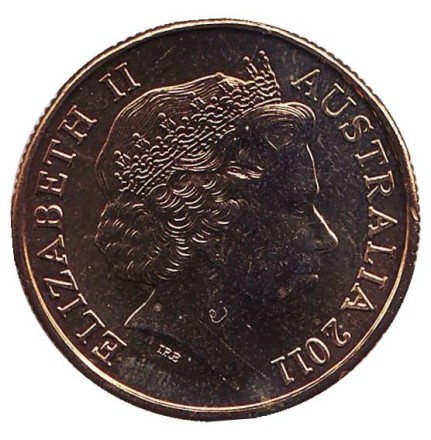 Монета 1 доллар. 2011 год, Австралия. Голова барана Меринос. Австралийская шерсть. (Отметка: "M").