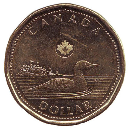 Утка. Монеты 1 доллар, 2012 год, Канада.