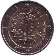 Монета 2 евро. 2015 год, Ирландия. 30 лет Флагу Европы. Монета 2 евро. 2015 год, Ирландия. 30 лет Флагу Европы.