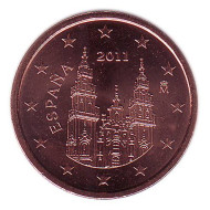 Монета 2 цента. 2011 год, Испания.