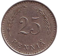 Монета 25 пенни. 1935 год, Финляндия. Монета 25 пенни. 1935 год, Финляндия.