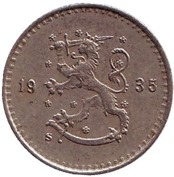 Монета 25 пенни. 1935 год, Финляндия.