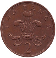Монета 2 пенса. 1991 год, Великобритания. Монета 2 пенса. 1991 год, Великобритания.