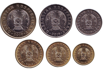 Набор монет Казахстана (6 шт.), 2019 год, Казахстан. (Латиница)